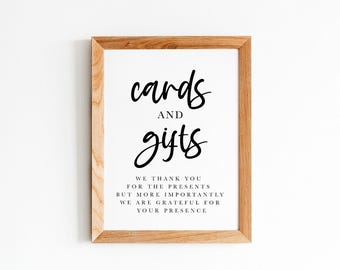 Cards and Gifts Wedding Sign, Thank You Printable (Digital Download)