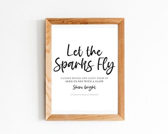 Let The Sparks Fly Sign, Sparkler Send Off Sign, Wedding Exit Sign Printable (Digital Download)