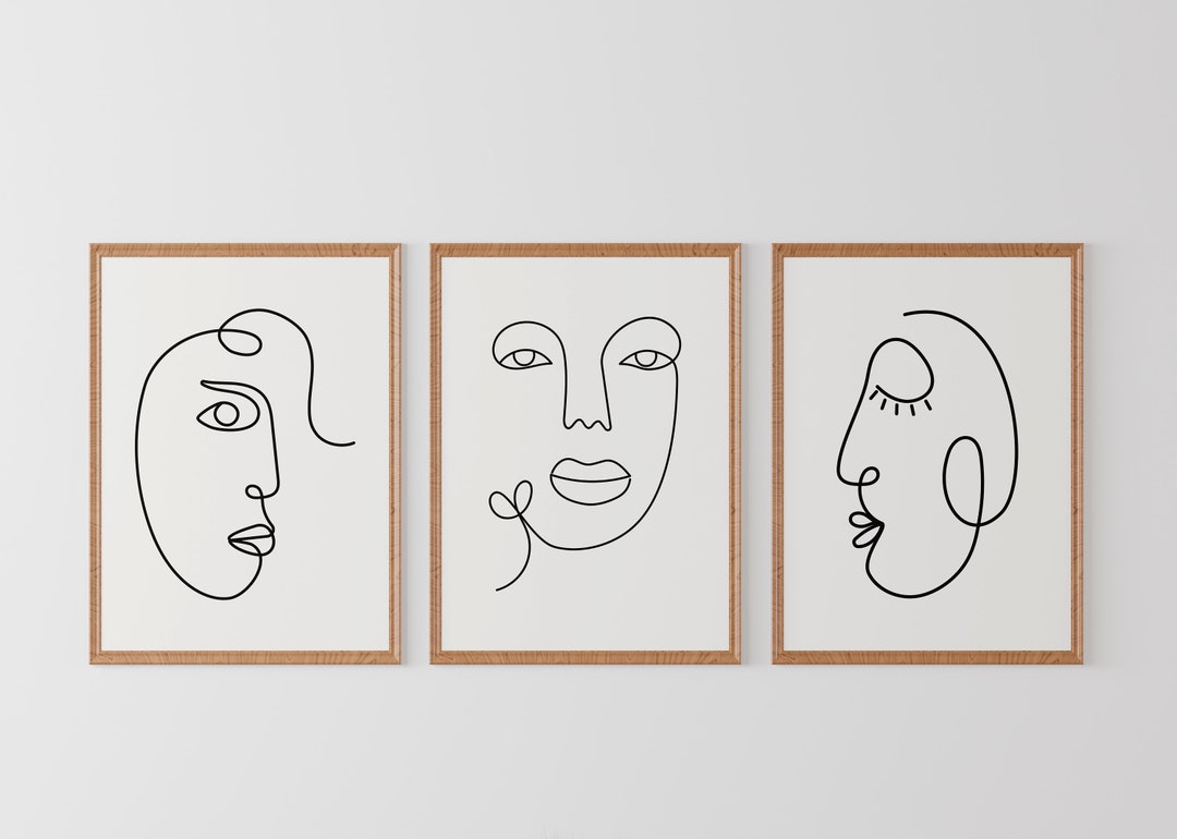 Set of 3 Abstract Line Art Prints, Line Drawing Woman, Line Art, Line