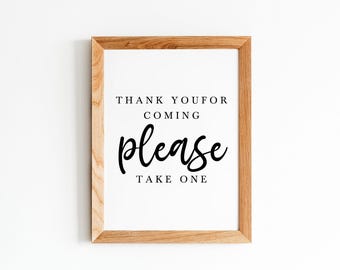 Wedding Favor Sign, Thank You Please Take One Printable (Digital Download)