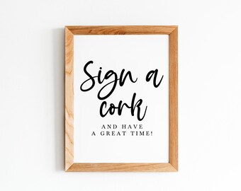 Sign a Cork Wedding Guestbook Sign, Wine Cork Guest Book Printable (Digital Download)