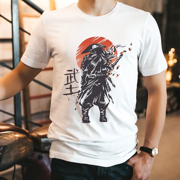 Unisex Samurai Shirt, Japanese Graphic T-Shirt, Gift for Him, Japanese Style Shirt, Cool Samurai Tee.