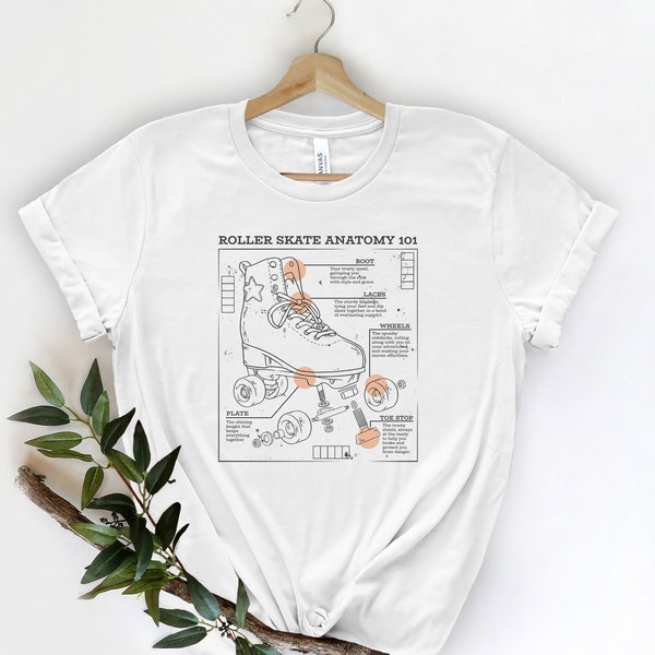 Roller Skate Anatomie T-shirt, Roller Skater Shirt, Roller Derby Shirt, Roller Skating Gift, Cadeau voor haar, 90s Shirt Gift,