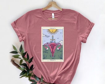 Strength Tarot Card T-shirt, Uterus Shirt, Feminist Gift For Her, Witchy Stuff, Women's Rights Shirt, Gift  for Tarot ReaderWitch Clothing