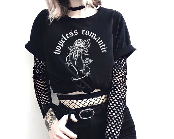 Hopeless Romantic Shirt, Unisex Soft Grunge Shirts With Sayings, Aesthetic T -shirt, Tumblr Shirt, Gothic Clothing, Graphic T-shirt, Rose Tee - Etsy