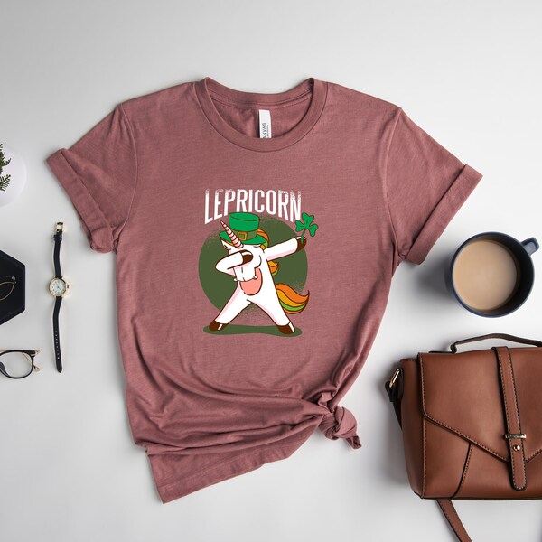 Lepre Unicorn Shirt, St Patrick's Day Shirt, Dabbing Unicorn with Green Hat Tee, Shamrock Shirt, St Patricks Gift Shirt, Clover Shirt