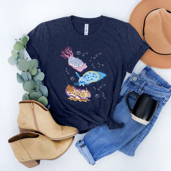 Kawaii Nudibranchs T-Shirt, Cute Sea Slugs Graphic Shirt, Cottagecore Shirt, Nudibranchs Lover Gift, Ocean Creatures Tee,