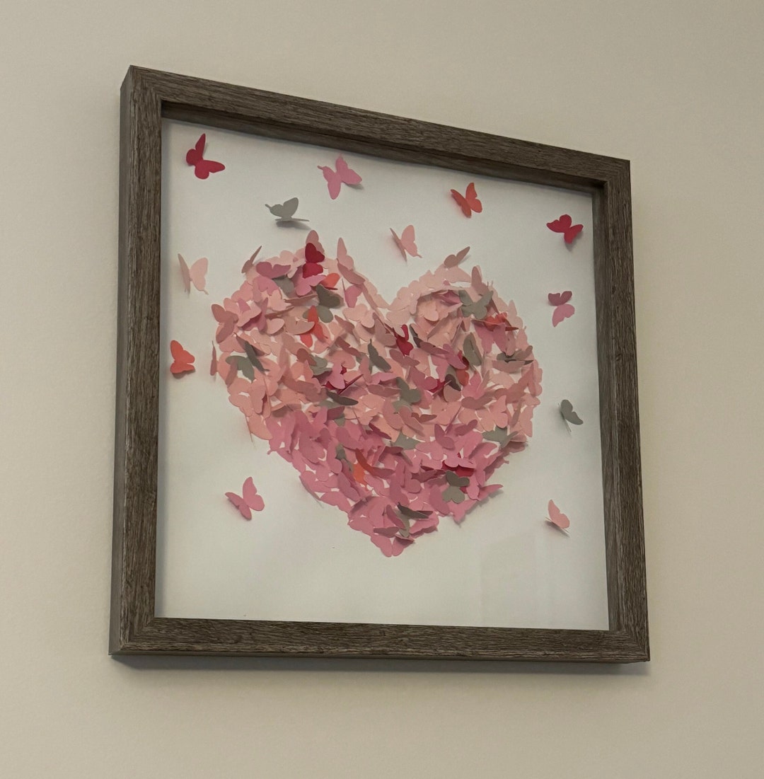 Butterfly Heart in Shadow Box 12 X 12 - Etsy