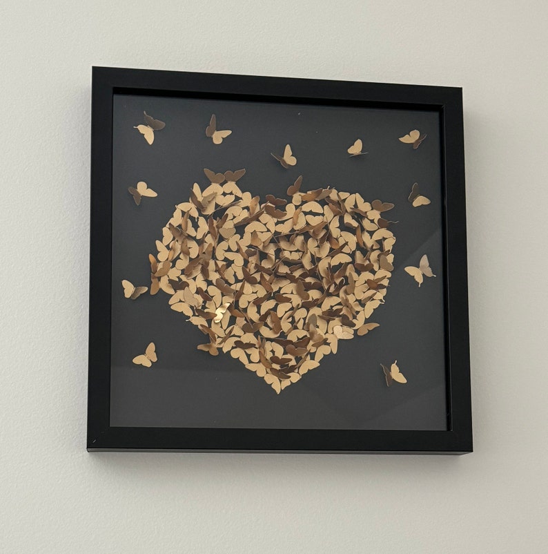 Butterfly Heart in Shadow Box 12 X 12 - Etsy