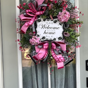 Pink and Black welcome wreath