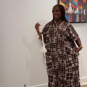 Brown African print dress, Bubu Dress, Ankara Dress, Summer Dress, Boubou Dress, long bubu