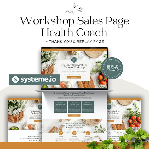 Systeme.io Workshop Sales Page | Landing Page | Coaching Template | Sales Funnel | Online Workshop | Course Launch | Health & Wellness Coach