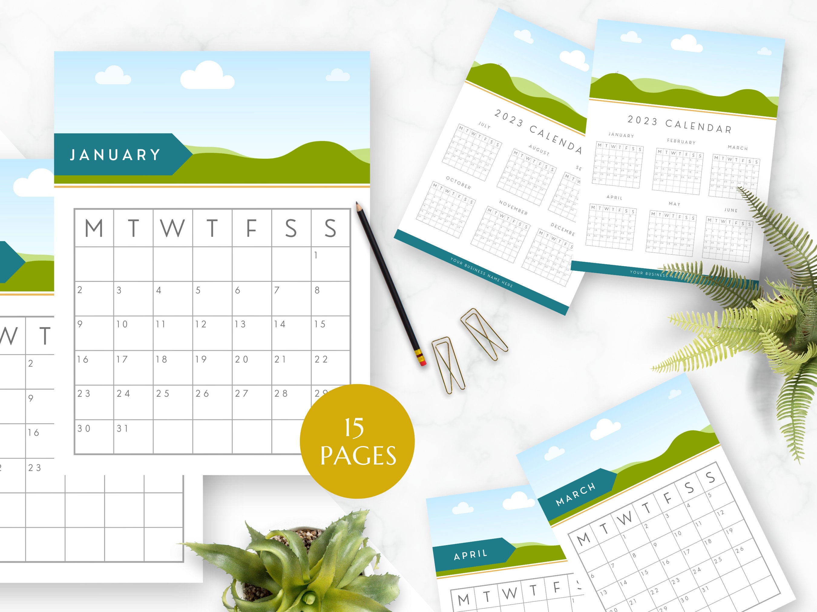 2023 Calendar Template Editable Calendar Make Your Own Etsy Australia