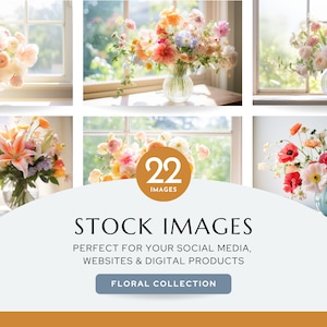 22 Styled Stock Images | Light and Airy Floral Collection | Digital Backgrounds | Social Media & Website Images | Florist Images