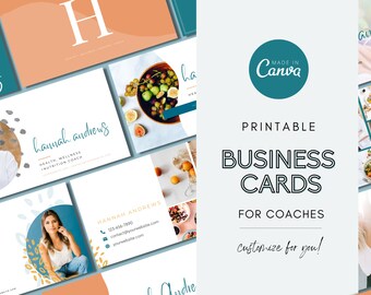 Plantillas de tarjetas de presentación / Tarjetas de presentación de coaching / Tarjetas de presentación de salud y bienestar / Plantilla Canva / Materiales de coaching