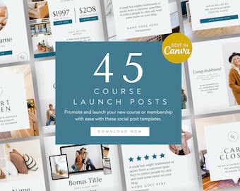 Plantillas de lanzamiento de cursos, Plantillas de Instagram de cursos, Publicaciones de Instagram, Publicaciones de lanzamiento de cursos, Plantillas de redes sociales / ¡DESCARGA INSTANTÁNEA!