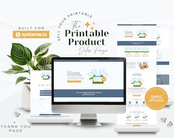 Systeme.io Sales Page | Landing Page | Printable Product Sales Page | Ebook Sales Page | Digital Product | Sales Funnel | Blue & Yellow