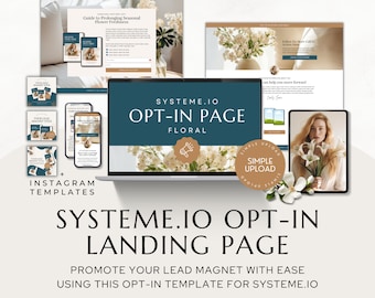 Systeme.io Opt-In Page | Landing Page | Lead Magnet Page | Coaching Template | Funnel Template | Email Marketing Page | Floral