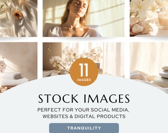 11 Styled Stock Images, Tranquility Collection, Digital Backgrounds, Social Media & Website Images, Minimal Images, Health and Wellness