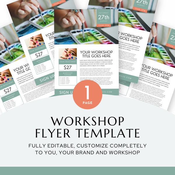 Sjabloon voor workshopflyer | Kunstatelier | Flyerblad | Evenementflyer | Cursussjabloon - Artiest