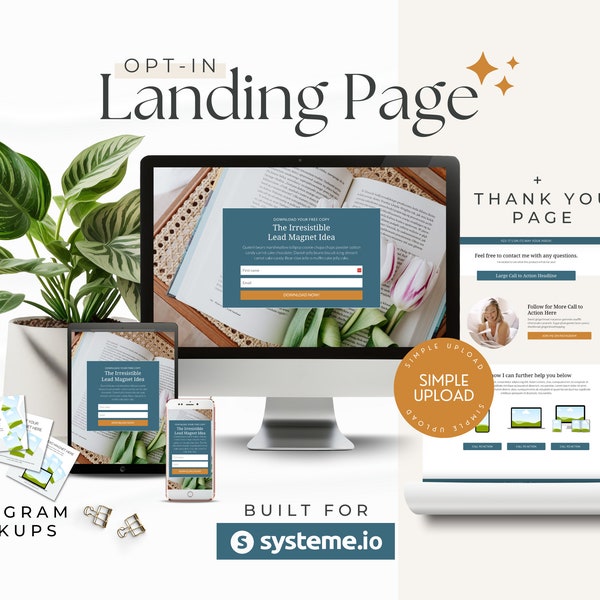 Systeme.io Opt-In Page | Landing Page | Lead Magnet Page | Coaching Template | Email Marketing Page | Blue