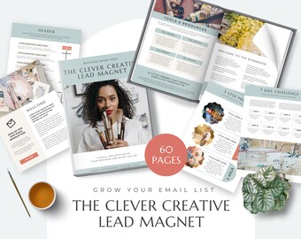 Plantilla Creative Lead Magnet de 60 páginas, plantilla de libro electrónico, opción gratuita, creador de cursos, libro de entrenamiento - DESCARGA INSTANTÁNEA