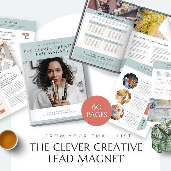 60-Page Creative Lead Magnet Template, E-Book Workbook Template, Opt in Freebie, Course Creator, Coaching Workbook - INSTANT DOWNLOAD