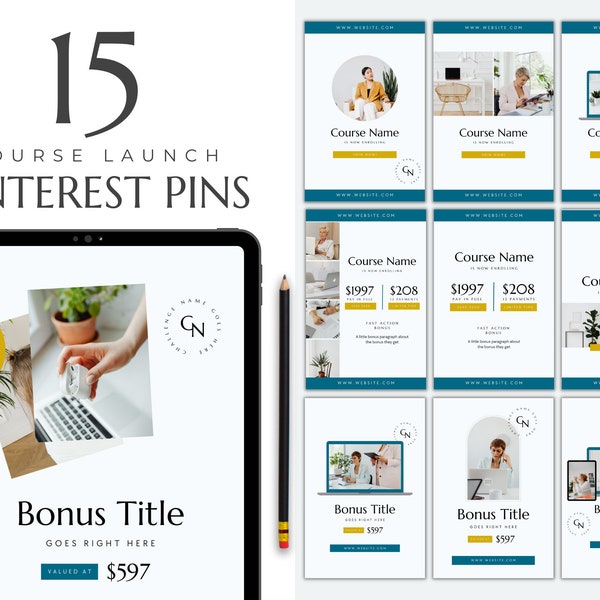 Course Launch Pinterest Pins | Coaching Pinterest Pins | Coaching Templates | Membership Launch Pins | Promotion Pins | Course Creation