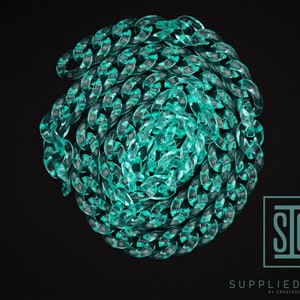 Transparent Mint Green Acrylic Link Chain, Plastic chain Links, Links for necklace, Chain Trim, Sold By the Yard, Green Links, Acrylic Links