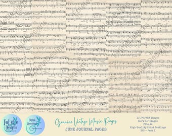 10 Genuine Vintage Music Sheets | Junk Journal | Scrapbooking  | Ephemera | Printable  | PDF  | PNG  | JPG | A4