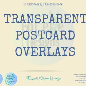 Multi-Language PNG Postcard Templates – 5 Designs | 10 Languages | Transparent Overlay | Instant Digital Download  | PNG | 300DPI