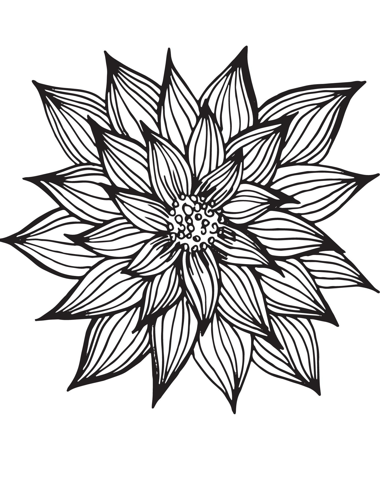 Open Flower Coloring Page for Stress Relief and Relaxation - Etsy