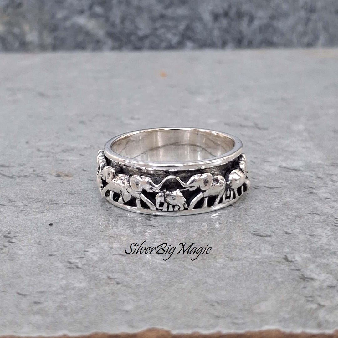 925 Sterling Silver Elephant Spinner Ring, Thumb Meditation Fidget ...