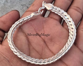 Pulsera de plata de ley 925, pulsera cubana de plata para hombre, eslabón cubano de 6 mm, pulsera para él, regalos para hombre, regalo para papá, para él, para el marido.