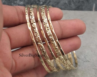 Pulseras 100% de latón macizo, juego de 5 pulseras, pulseras apilables, pulseras tono dorado, pulseras entrelazadas, pulseras para mujer, regalo para ella.