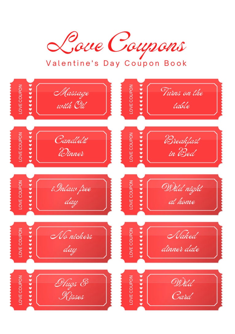 Valentine Coupon Templates Etsy