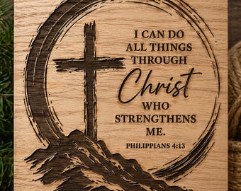 Philipper 4,13 SVG PNG | Christliche Lasergravurdatei | Religiöse Wandkunst (Digitaler Download)