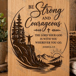 Joshua 1: 9 Bibel Vers Laser Gravur SVG PNG | Sei stark und mutig | Digitaler Download