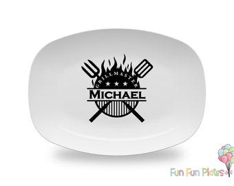 Grillmaster Personalized Grilling Platter | Father's Birthday Gift Idea | Custom Serving Tray Plate for Dad | Father's Day | BBQ Gift Idea