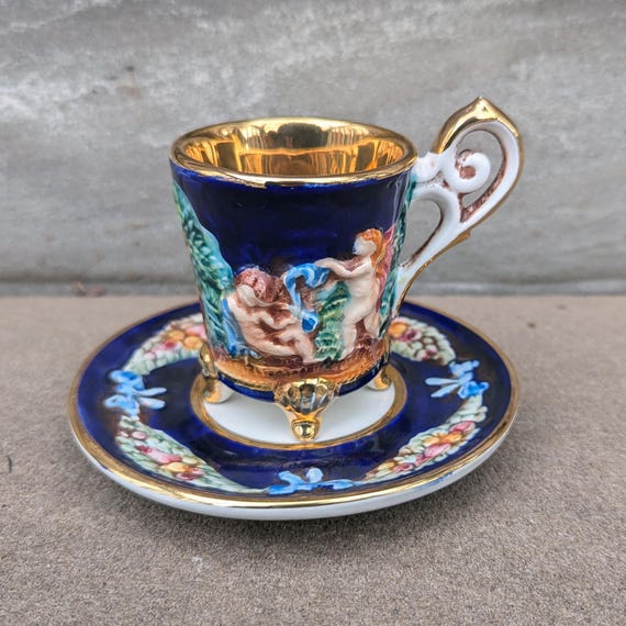 Capodimonte Cobalt Blue & Gold Demitasse Cup W/ Saucer - Etsy