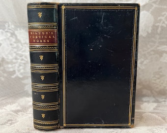 c.1870 John Milton Complete Poetical Works | Paradise Lost | Antique Leather Book | Victorian Poetry | Gilt Illustrated