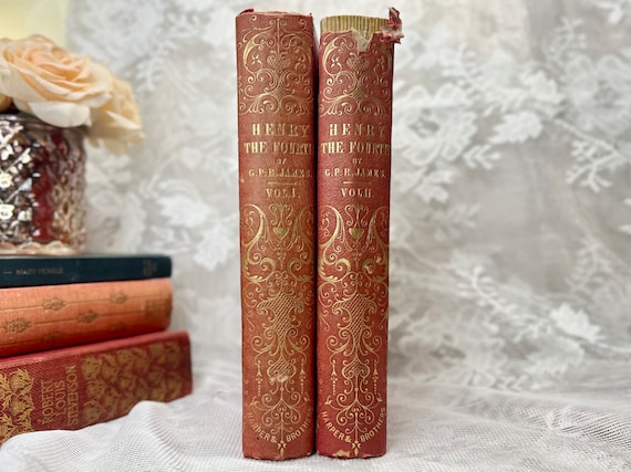 1847 Life of Henry IV GPR James 2 Vol Set | First American Edition | Antique French History Books | Red Gold Gilt Books