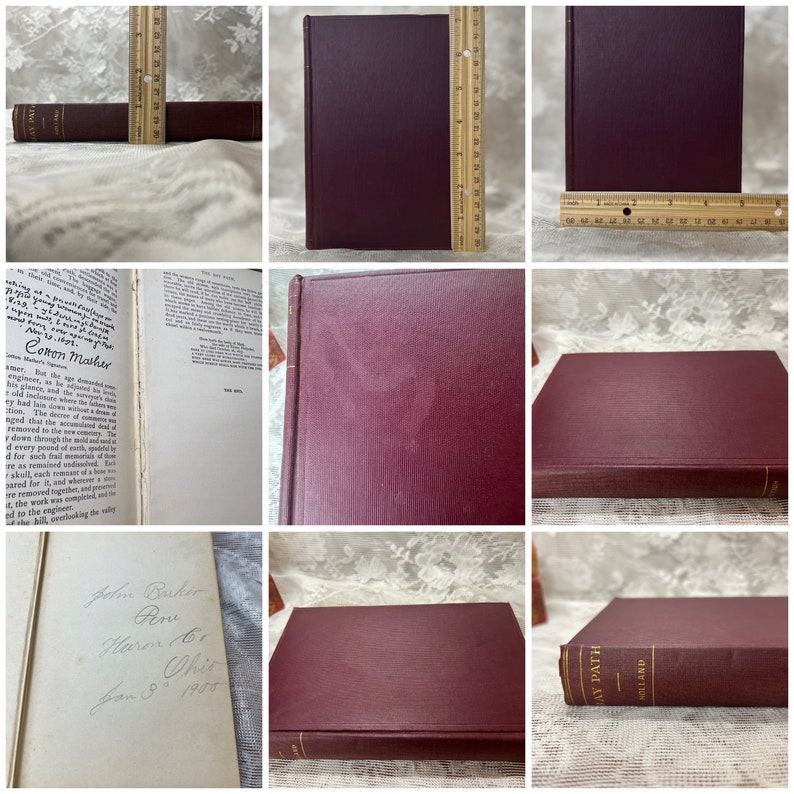 1899 The Bay Path JG Holland | Antique Historical Novel | Colonial New England Book | Maroon Gold Gilt Book bild 10