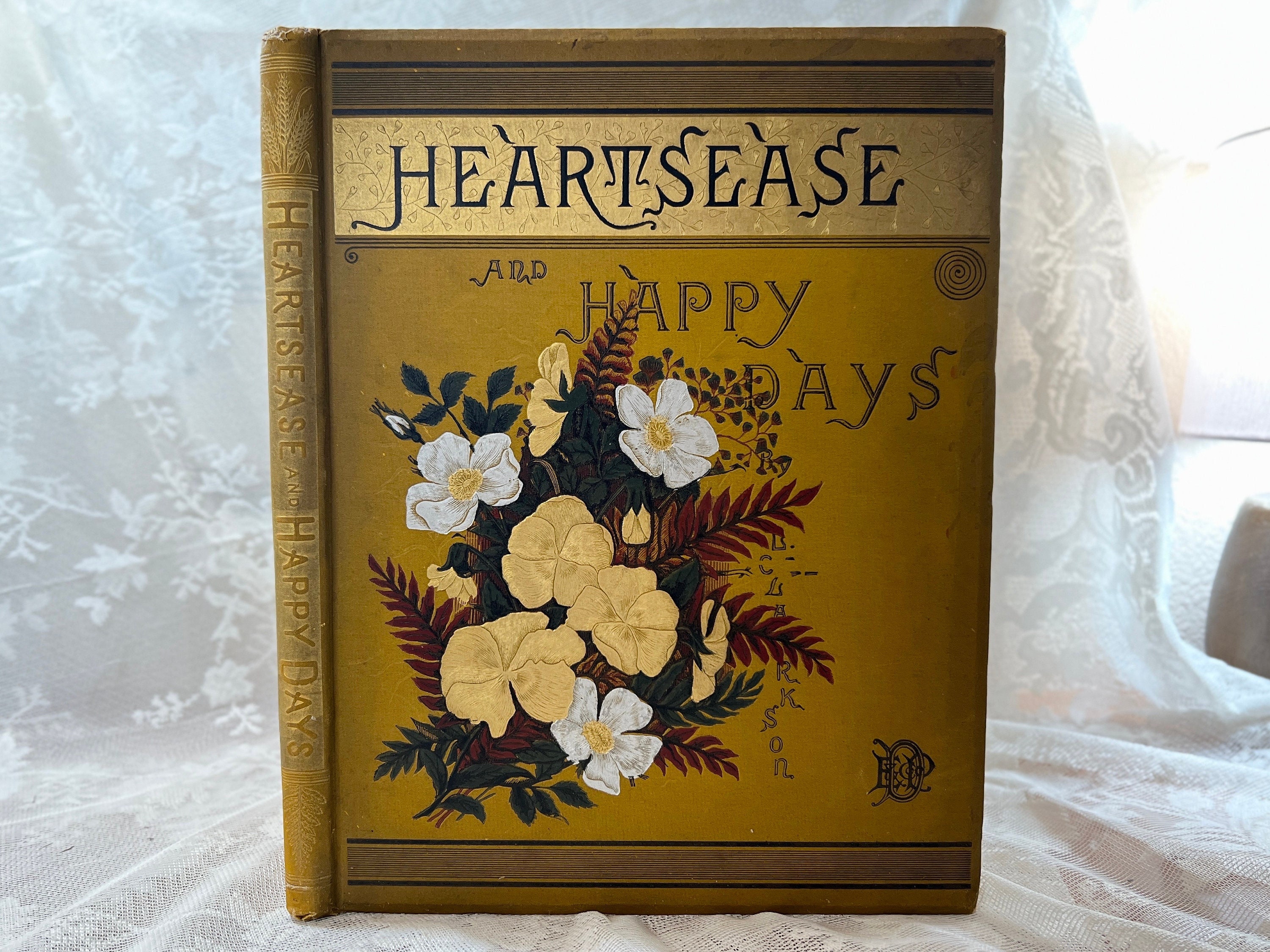 1882 Heartsease y Happy Days de L. Clarkson, Libro antiguo raro, Libro  hermoso, Libro decorativo victoriano, Ilustrado, Primera edición -   España