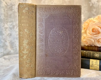 Poetical Works of Thomas Moore, Rare Antique Book 1850s, Brown Gilded Decorative Embossed Victorian Binding, Antiquarian Vintage Home Decor