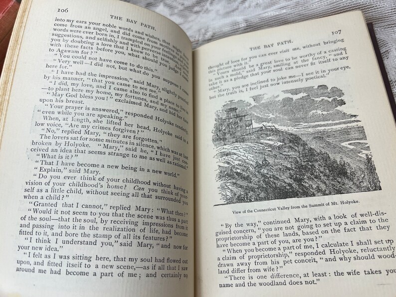 1899 The Bay Path JG Holland | Antique Historical Novel | Colonial New England Book | Maroon Gold Gilt Book bild 6