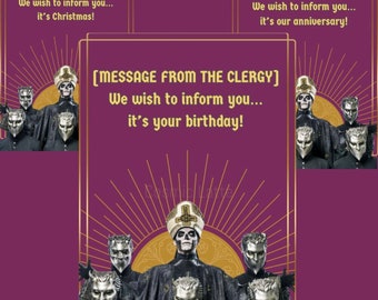 Ghost Band Birthday Card Christmas Anniversary New House Home Good Luck Congratulations / Message From The Clergy Rock Metal Album Printable