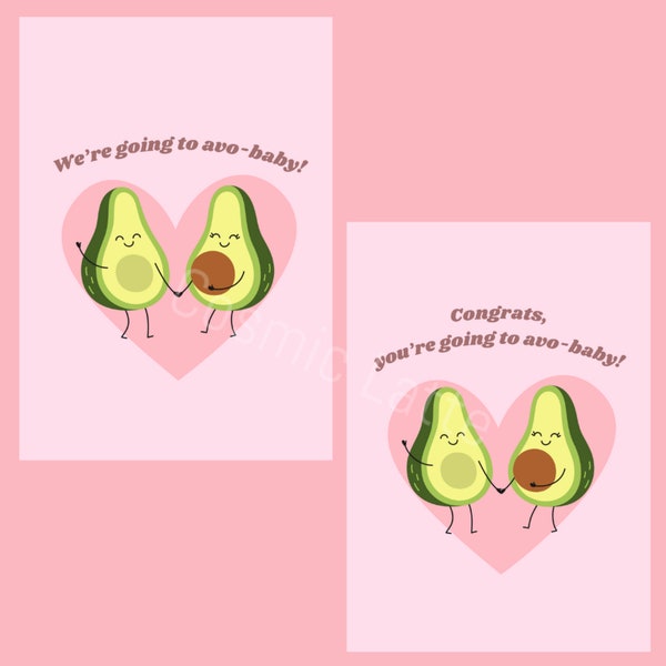 Pregnancy Card Pack / We’re Expecting or Congrats Pregnant / Announcement Greeting Cards Bundle Punny Funny Cute Food Pun Gift Gifts File