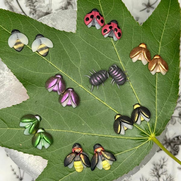 Handmade Bug Studs: Stainless Steel Earrings