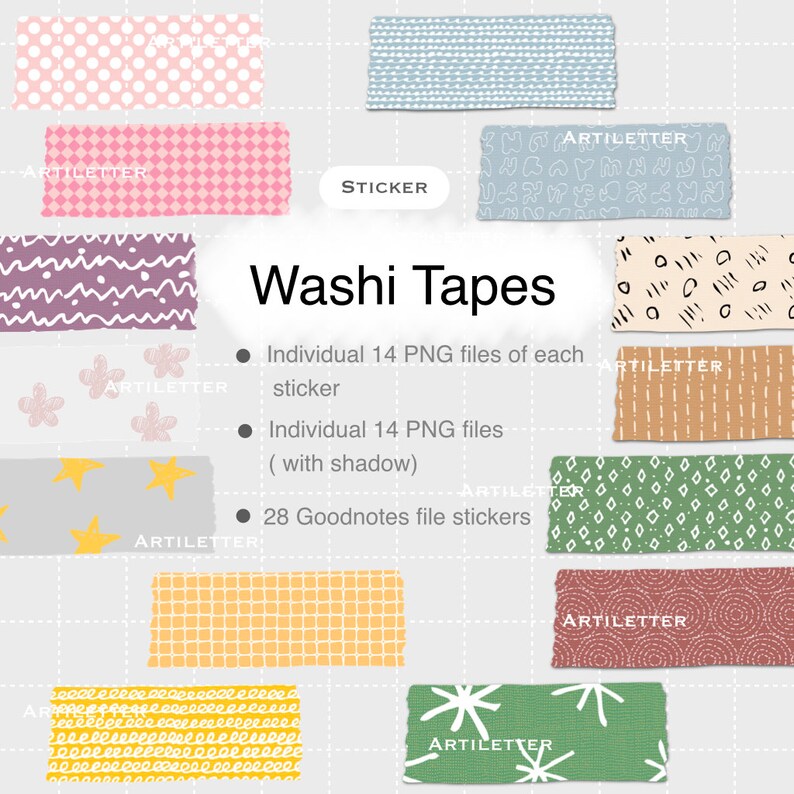 Digital Washi Tape Stickers / PNG Files / Goodnotes File / Plan With ...